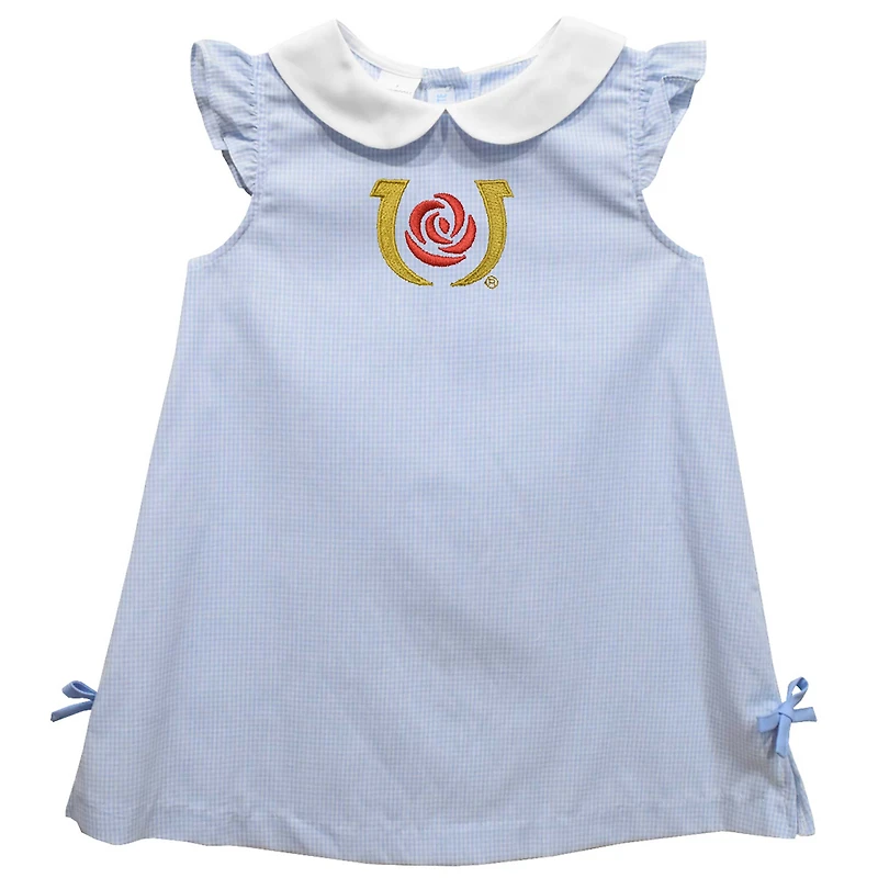Infant Girls Vive La Fete  Light Blue Kentucky Derby Mini Check Pattern A-Line Dress