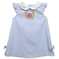 Infant Girls Vive La Fete  Light Blue Kentucky Derby Mini Check Pattern A-Line Dress