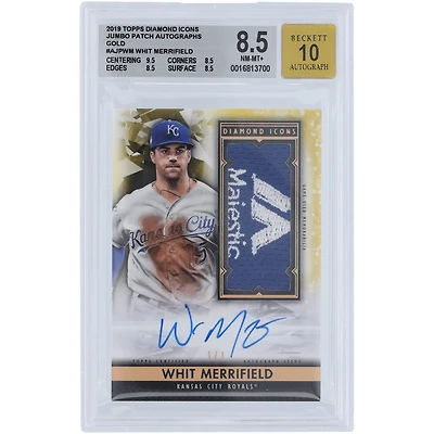 Whit Merrifield Kansas City Royals Autographed 2019 Topps Diamond Icons Majestic Logo Relic #AJP-WM #1/1 BGS Authenticated 8.5/10 Card - 9.5,8.5,8.5,8.5 Subgrades