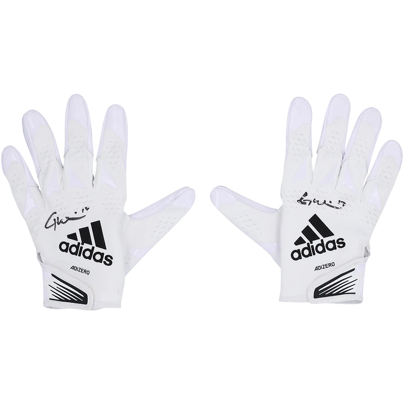 Garrett Wilson New York Jets Autographed Game-Used White adidas Gloves vs. Atlanta Falcons on December 3, 2023