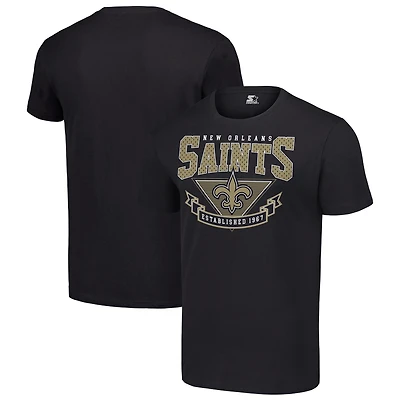 Men's Starter Black New Orleans Saints 80s Inspired Team Logo T-Shirt