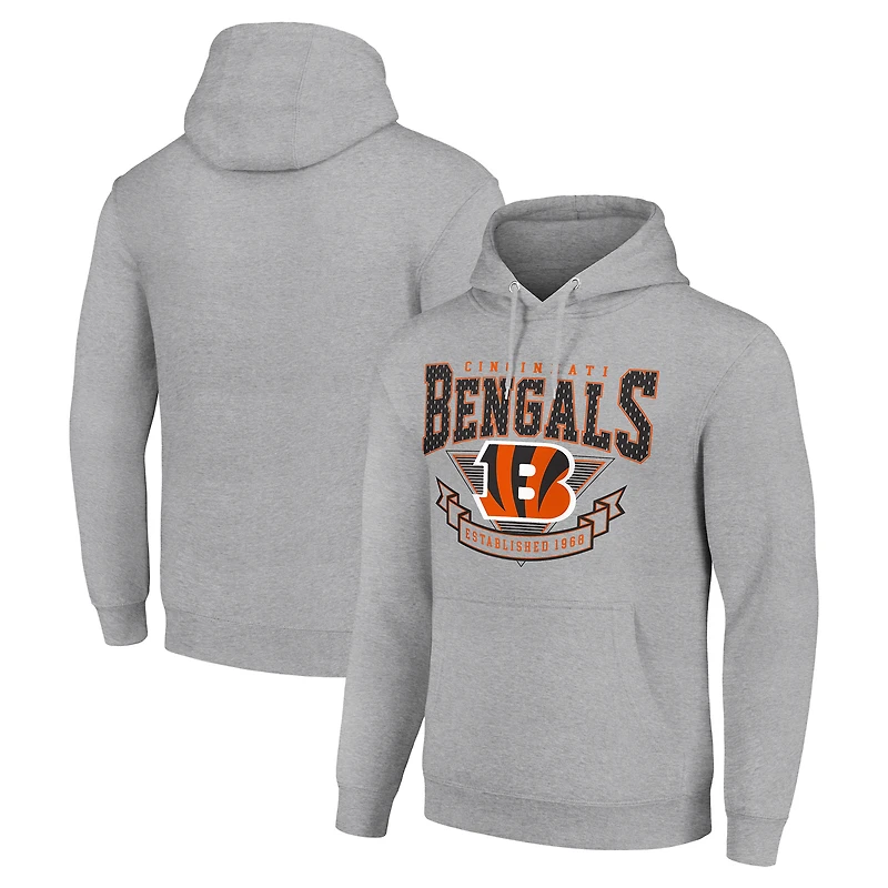 Men's Starter Heather Gray Cincinnati Bengals ‘80s Inspired Pullover Hoodie