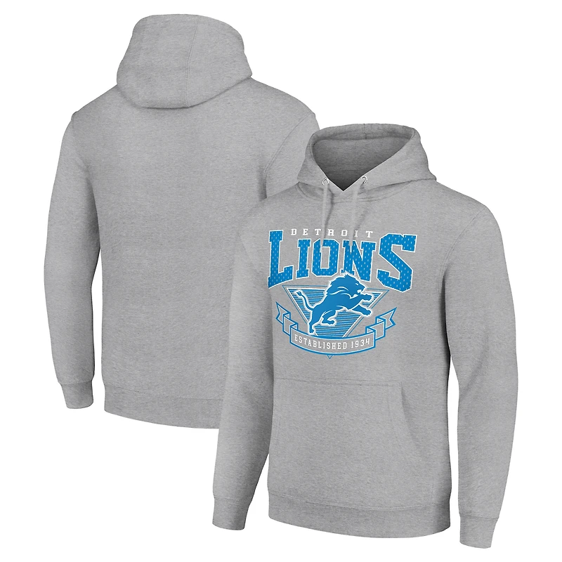 Men's Starter Heather Gray Detroit Lions ‘80s Inspired Pullover Hoodie