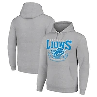 Men's Starter Heather Gray Detroit Lions ‘80s Inspired Pullover Hoodie