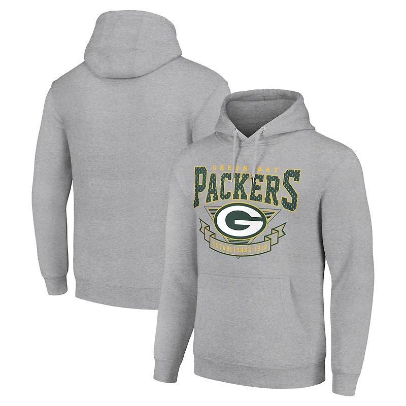 Men's Starter Heather Gray Green Bay Packers ‘80s Inspired Pullover Hoodie