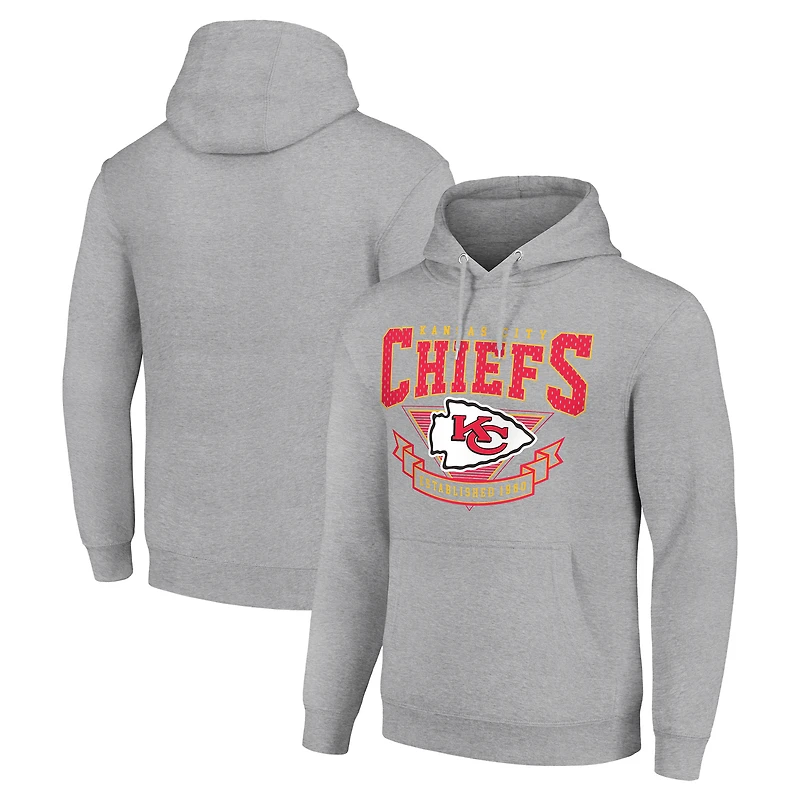 Men's Starter Heather Gray Kansas City Chiefs ‘80s Inspired Pullover Hoodie