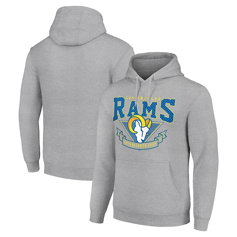 Men's Starter Heather Gray Los Angeles Rams ‘80s Inspired Pullover Hoodie