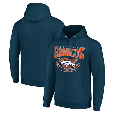 Men's Starter Navy Denver Broncos ‘80s Inspired Pullover Hoodie