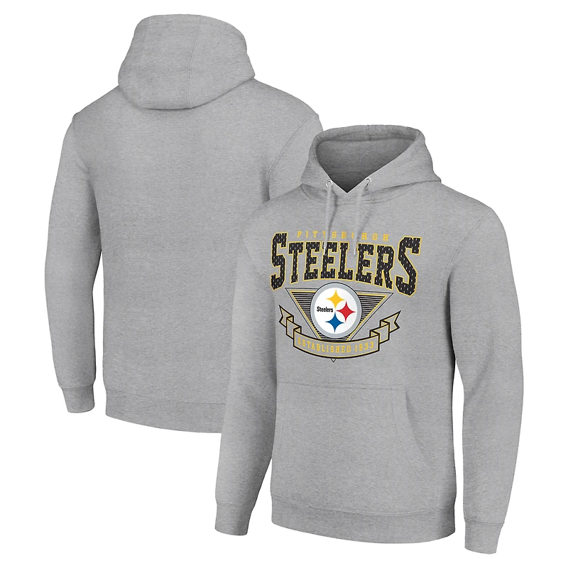 Men's Starter Heather Gray Pittsburgh Steelers ‘80s Inspired Pullover Hoodie