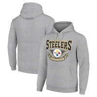 Men's Starter Heather Gray Pittsburgh Steelers ‘80s Inspired Pullover Hoodie