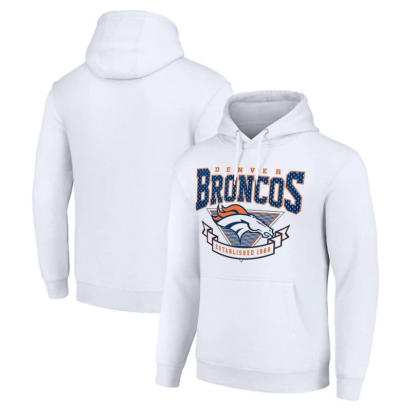Men's Starter White Denver Broncos ‘80s Inspired Pullover Hoodie