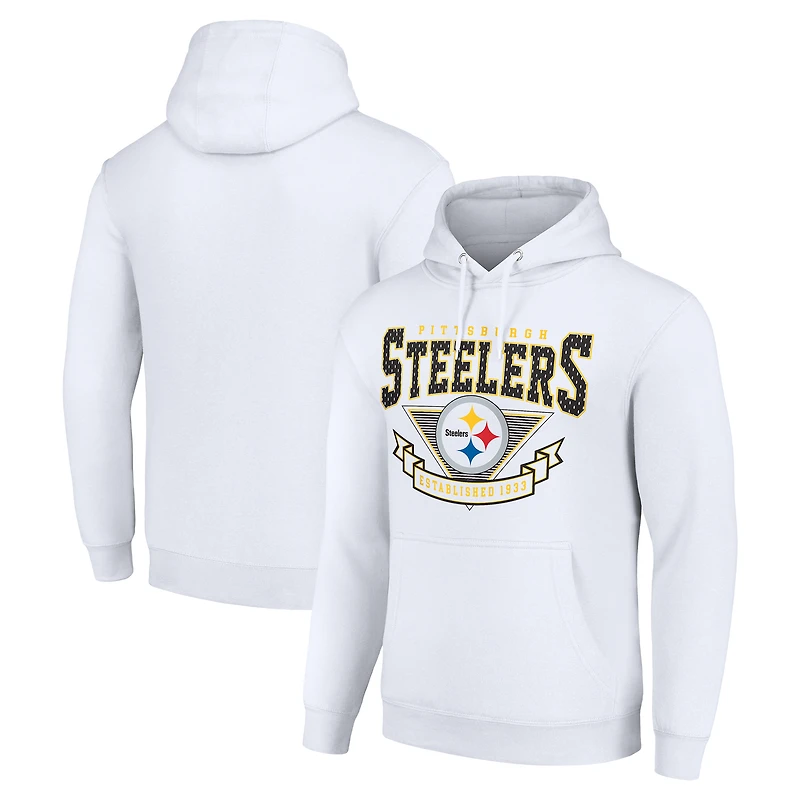 Men's Starter White Pittsburgh Steelers ‘80s Inspired Pullover Hoodie