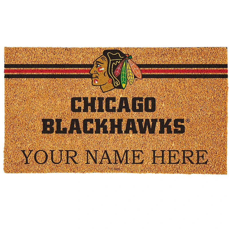 Chicago Blackhawks 18" x 30" Personalized Coir Doormat