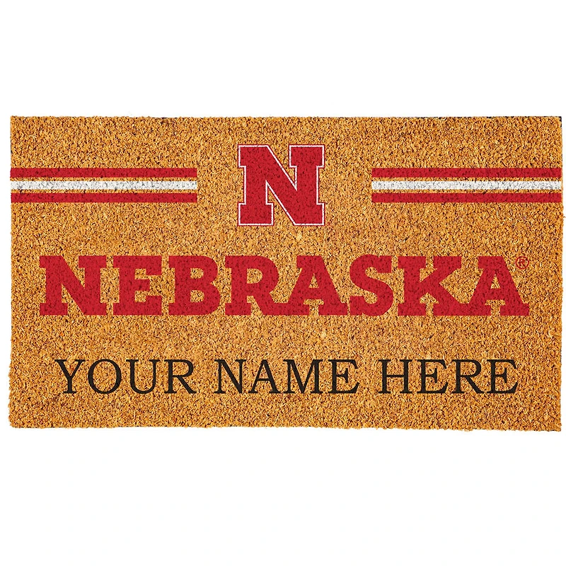 Nebraska Huskers 18" x 30" Personalized Coir Doormat