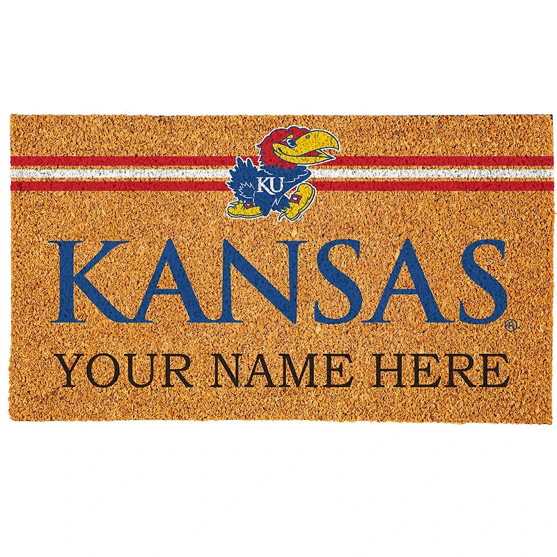 Kansas Jayhawks 18" x 30" Personalized Coir Doormat
