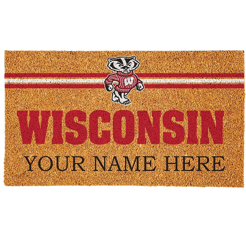 Wisconsin Badgers 18" x 30" Personalized Coir Doormat