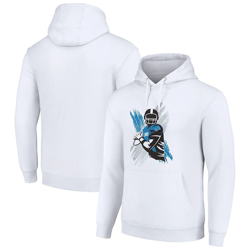 Men's Starter White Detroit Lions Player X Fleece Pullover Hoodie