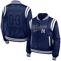 Women's WEAR by Erin Andrews Navy New York Yankees Football Bomber Jacket