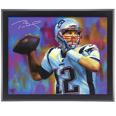 Tom Brady New England Patriots Autographed Framed 16" x 20" Embellished Canvas Giclee Print - Art by Steven Walden - Limited Edition of 25