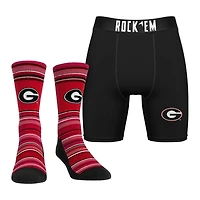 Men's Rock Em Socks Georgia Bulldogs Primary Crew Socks & Boxer Briefs Combo Pack