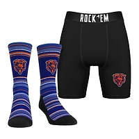 Men's Rock Em Socks Chicago Bears Primary Crew Socks & Boxer Briefs Combo Pack