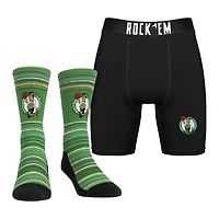 Men's Rock Em Socks Boston Celtics Primary Crew Socks & Boxer Briefs Combo Pack