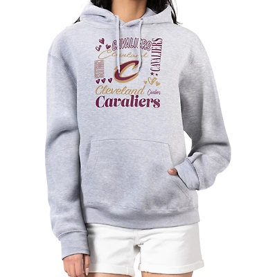 Women's G-III 4Her by Carl Banks Heather Gray Cleveland Cavaliers Team Collage Graphic Fleece Pullover Hoodie