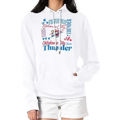 Women's G-III 4Her by Carl Banks White Oklahoma City Thunder Team Collage Graphic Fleece Pullover Hoodie