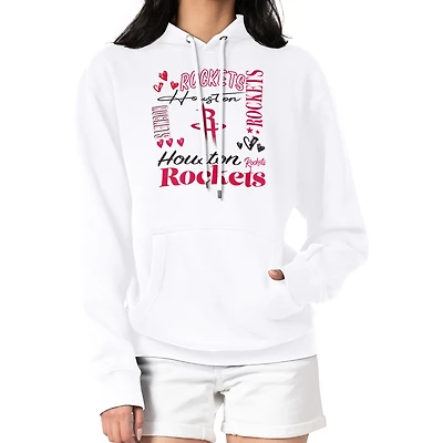 Women's G-III 4Her by Carl Banks White Houston Rockets Team Collage Graphic Fleece Pullover Hoodie
