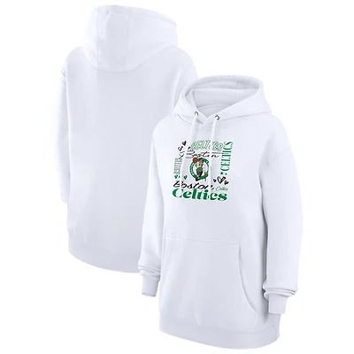 Women's G-III 4Her by Carl Banks White Boston Celtics Team Collage Graphic Fleece Pullover Hoodie