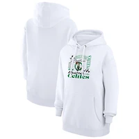 Women's G-III 4Her by Carl Banks White Boston Celtics Team Collage Graphic Fleece Pullover Hoodie