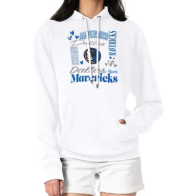 Women's G-III 4Her by Carl Banks White Dallas Mavericks Team Collage Graphic Fleece Pullover Hoodie