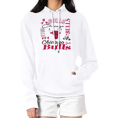 Women's G-III 4Her by Carl Banks White Chicago Bulls Team Collage Graphic Fleece Pullover Hoodie