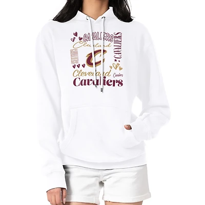 Women's G-III 4Her by Carl Banks White Cleveland Cavaliers Team Collage Graphic Fleece Pullover Hoodie