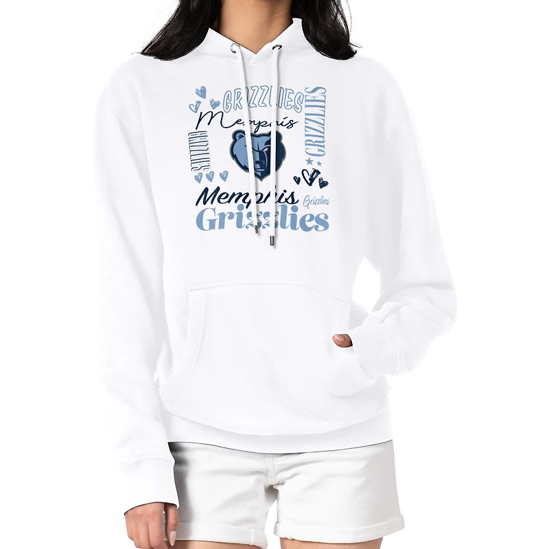 Women's G-III 4Her by Carl Banks White Memphis Grizzlies Team Collage Graphic Fleece Pullover Hoodie