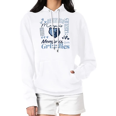 Women's G-III 4Her by Carl Banks White Memphis Grizzlies Team Collage Graphic Fleece Pullover Hoodie