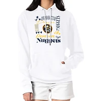 Women's G-III 4Her by Carl Banks White Denver Nuggets Team Collage Graphic Fleece Pullover Hoodie