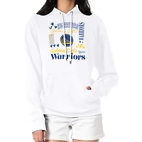 Women's G-III 4Her by Carl Banks White Golden State Warriors Team Collage Graphic Fleece Pullover Hoodie