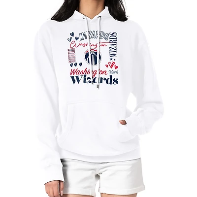 Women's G-III 4Her by Carl Banks White Washington Wizards Team Collage Graphic Fleece Pullover Hoodie