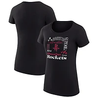 Women's G-III 4Her by Carl Banks Black Houston Rockets Super-Slim Fit Lightweight Team Name Collage Graphic T-Shirt