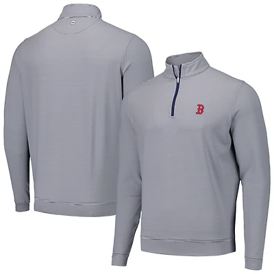 Men's Peter Millar Navy Boston Red Sox Perth Sugar Stripe Performance Quarter-Zip Top
