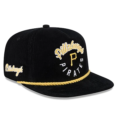 Men's New Era  Black Pittsburgh Pirates Full Circle Corduroy Golfer Adjustable Hat