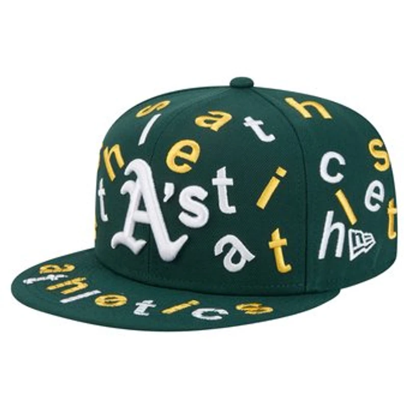 Men's New Era Green Athletics Team Confetti 59FIFTY Fitted Hat