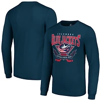 Men's Starter Navy Columbus Blue Jackets Team Logo Graphic Long Sleeve T-Shirt