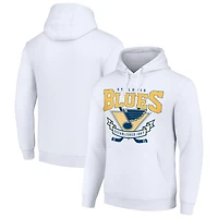 Men's Starter White St. Louis Blues Team Logo Graphic Fleece Tri-Blend Pullover Hoodie
