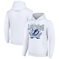 Men's Starter White Tampa Bay Lightning Team Logo Graphic Fleece Tri-Blend Pullover Hoodie