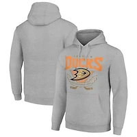 Men's Starter Heather Gray Anaheim Ducks Team Logo Graphic Fleece Tri-Blend Pullover Hoodie