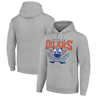 Men's Starter Heather Gray Edmonton Oilers Team Logo Graphic Fleece Tri-Blend Pullover Hoodie