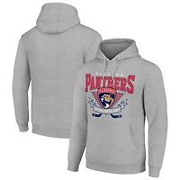 Men's Starter Heather Gray Florida Panthers Team Logo Graphic Fleece Tri-Blend Pullover Hoodie