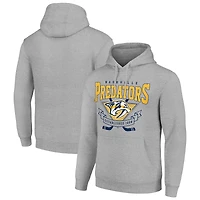 Men's Starter Heather Gray Nashville Predators Team Logo Graphic Fleece Tri-Blend Pullover Hoodie